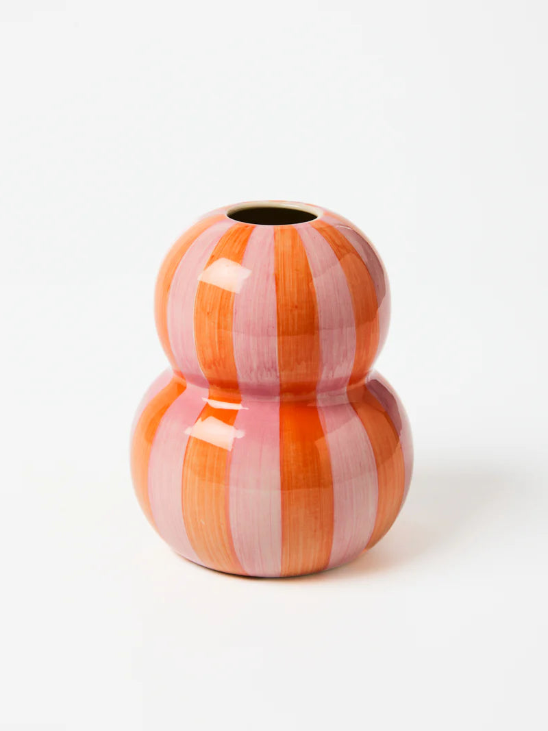 FONDA PINK ORANGE STRIPE VASE - Darling & Domain