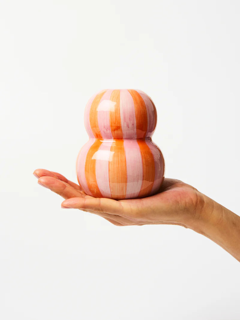 FONDA PINK ORANGE STRIPE VASE - Darling & Domain