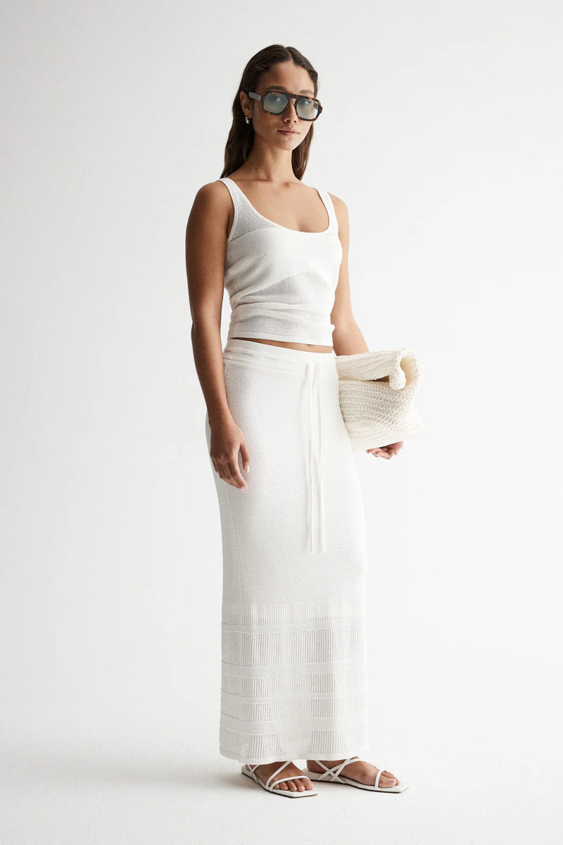 Elka Collective CEDAR CROCHET SKIRT in Ivory