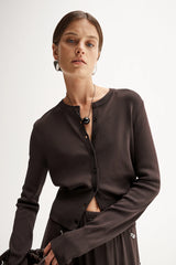 VICTORIA KNIT CARDIGAN | Chocolate