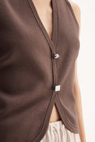 LANA KNIT VEST in Chocolate by Elka Collective