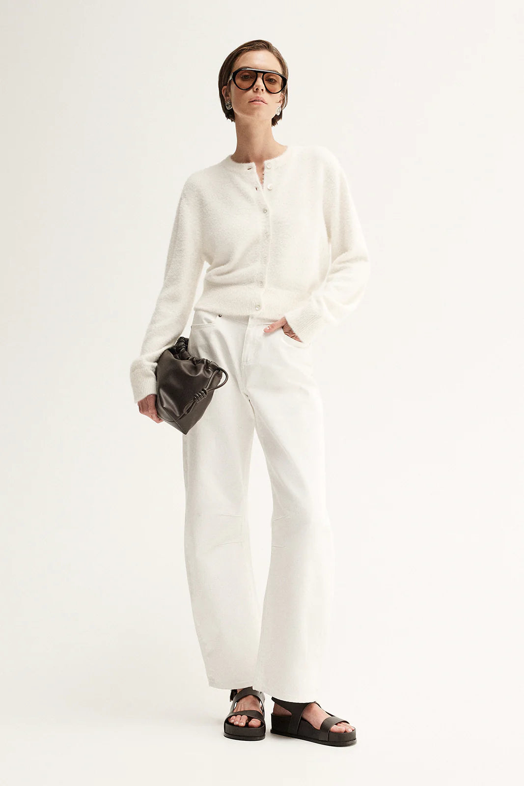 POISE KNIT CARDIGAN in White by Elka Collective