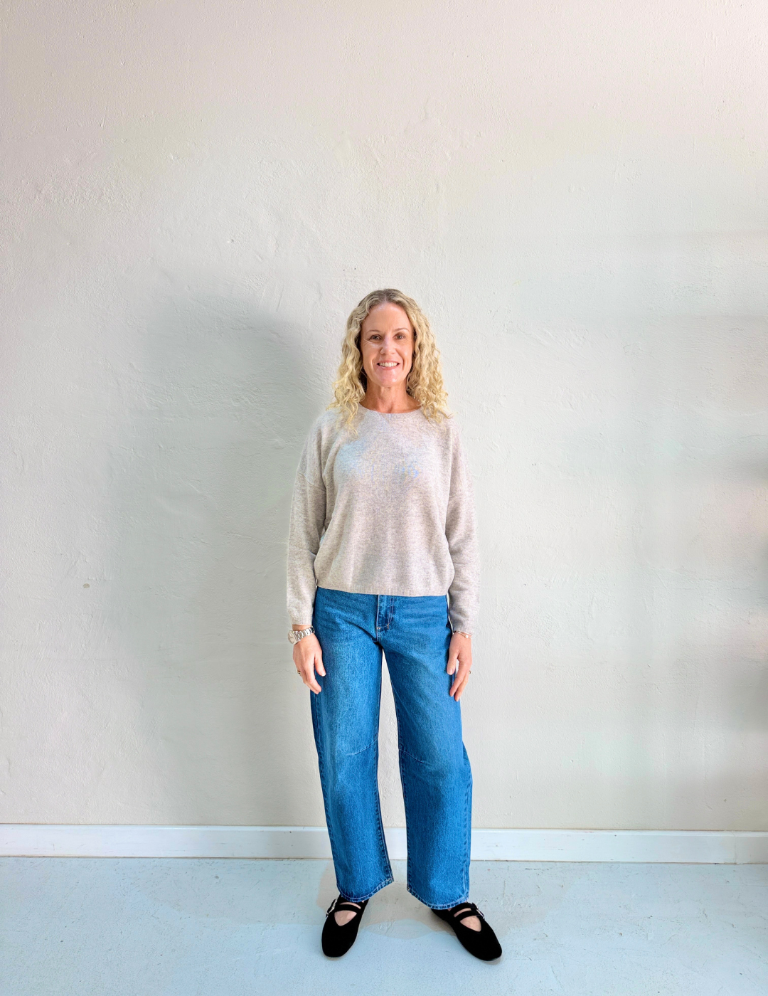 KAIRA CASHMERE KNIT TOP in Light Heathered Grey by Absolut Cashmere
