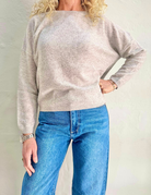 KAIRA CASHMERE KNIT TOP in Light Heathered Grey by Absolut Cashmere