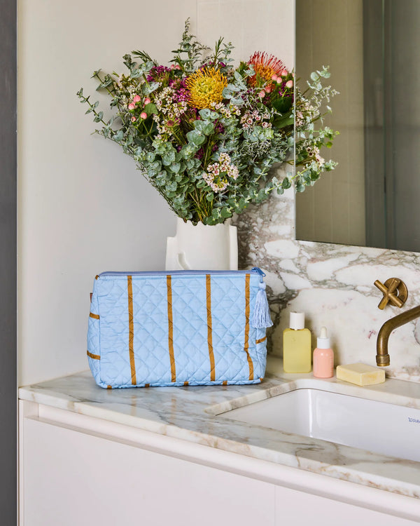 QUILTED COTTON TOILETRY PURSE | Como Stripe
