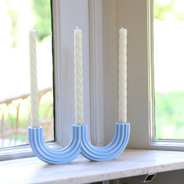 CANDLE HOLDER | Churros Light Blue