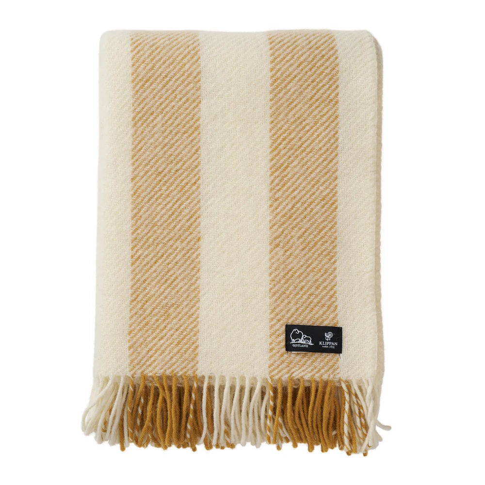 KLIPPAN GOTLAND VERTICAL STRIPE WOOL BLANKET | Butter - Darling & Domain