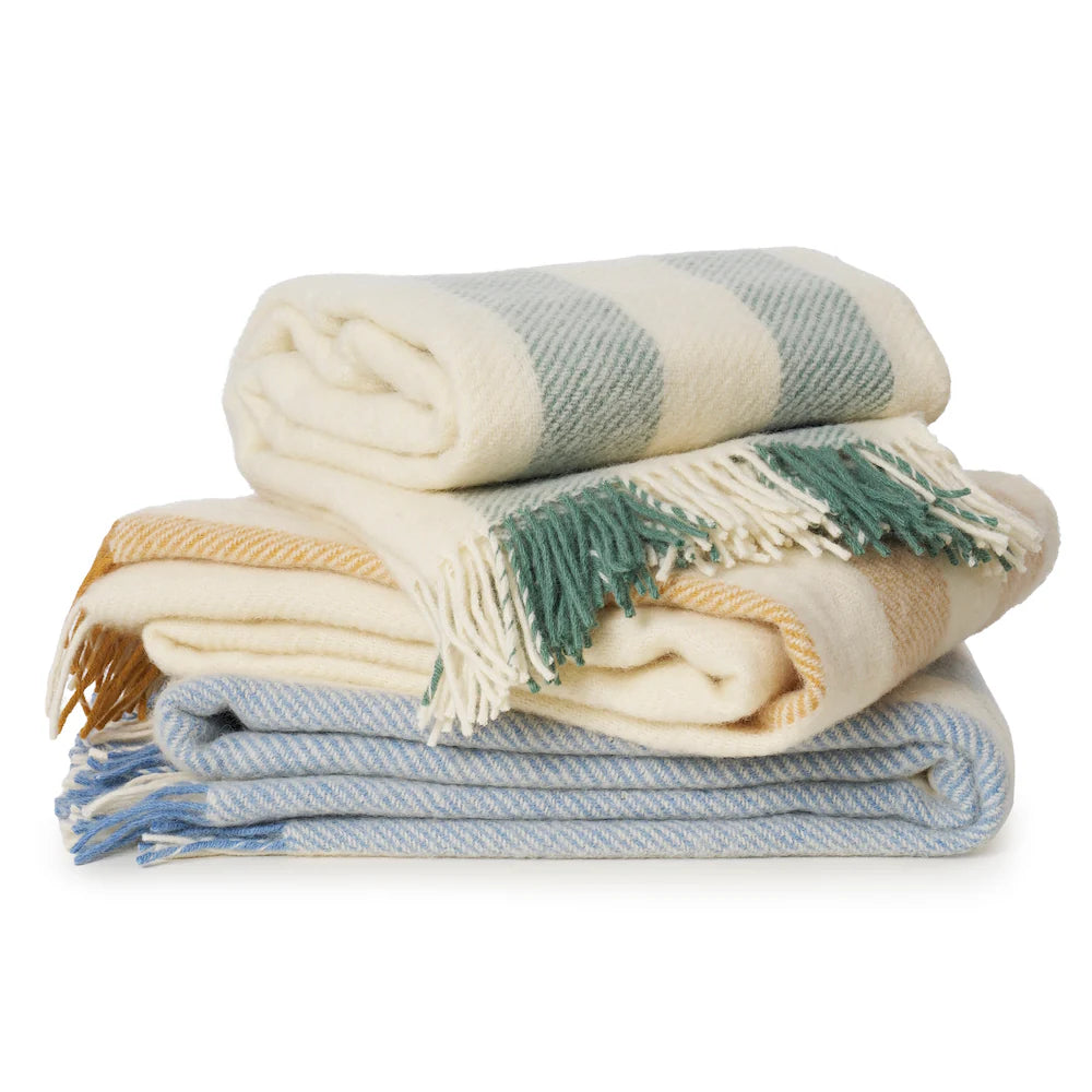 KLIPPAN GOTLAND VERTICAL STRIPE WOOL BLANKET | Heavenly Blue - Darling & Domain