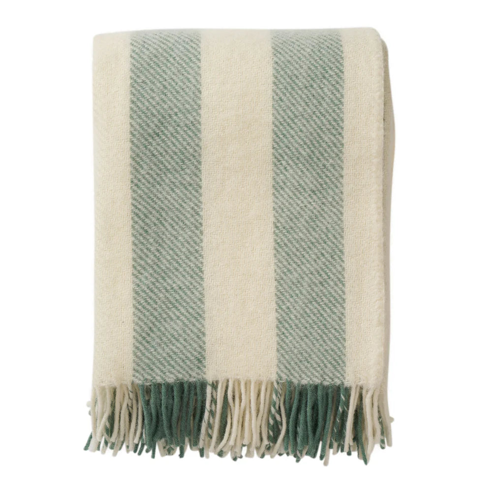 KLIPPAN GOTLAND VERTICAL STRIPE WOOL BLANKET | Green - Darling & Domain
