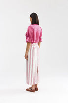 LEONIE BLOUSE in Poppy Bark Stripe by Aston Studio