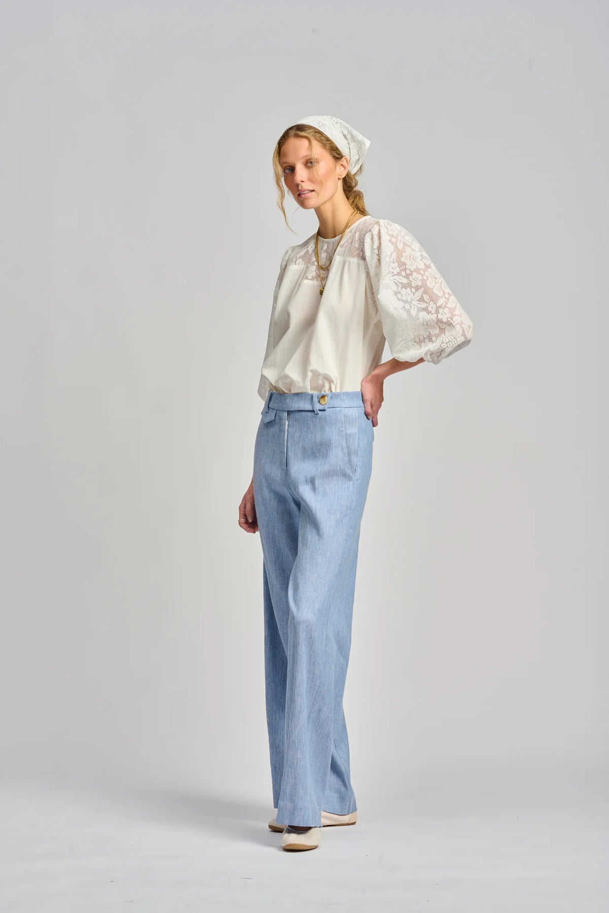 LA TRATTORIA PANT in Pale Blue from Le Stripe