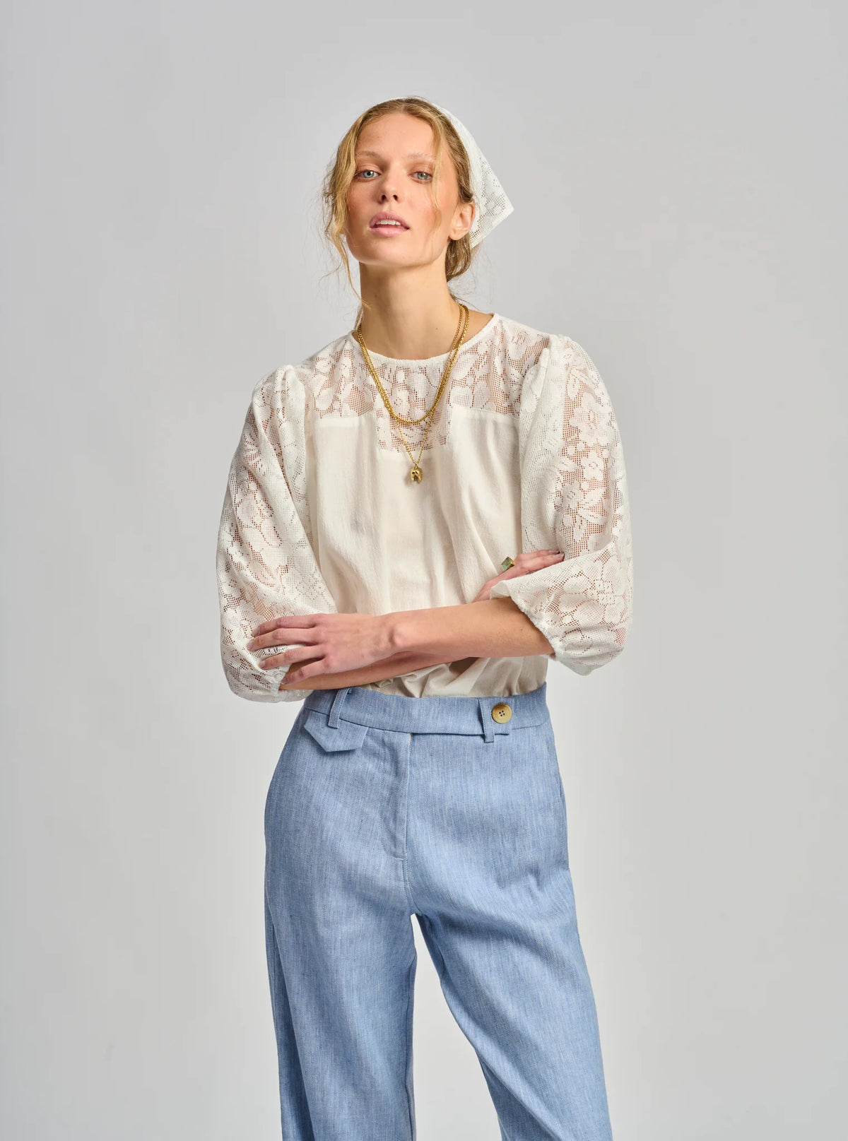 LA TRATTORIA PANT in Pale Blue from Le Stripe