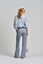 LE CAFE CURTAIN ROSEBUD SHIRT in Bluebell from Le Stripe