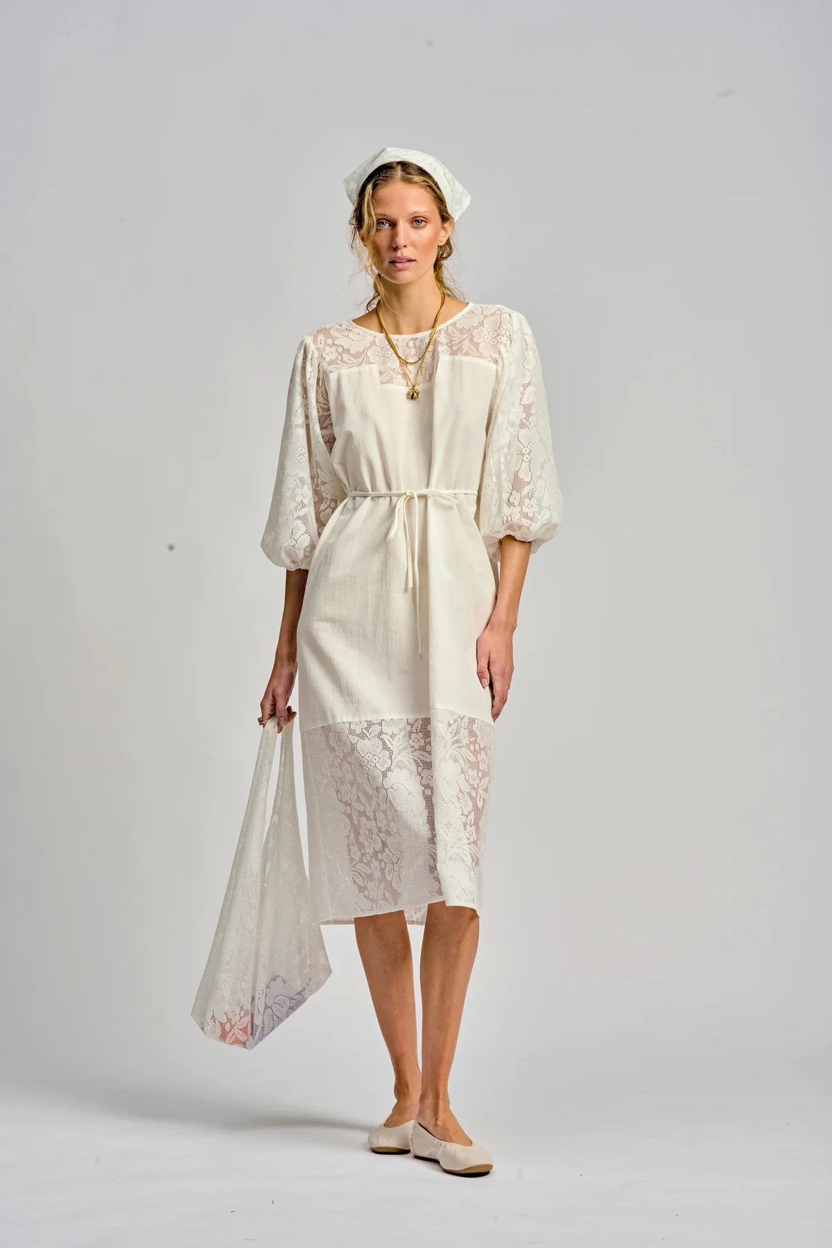 LE FILET LACE DRESS in Antique White from Le Stripe