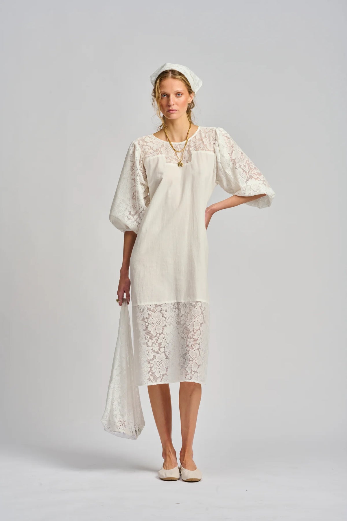 LE FILET LACE DRESS in Antique White from Le Stripe