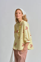 LE TABLECLOTH FRILL SHIRT in Lemon Butter from Le Stripe