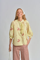 LE TABLECLOTH FRILL SHIRT in Lemon Butter from Le Stripe
