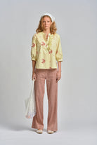 LE TABLECLOTH FRILL SHIRT in Lemon Butter from Le Stripe