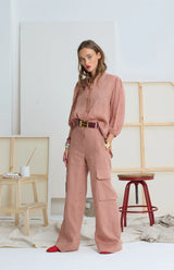 LE POCKET DETAIL PANT in Sandy Pink  from Le Stripe