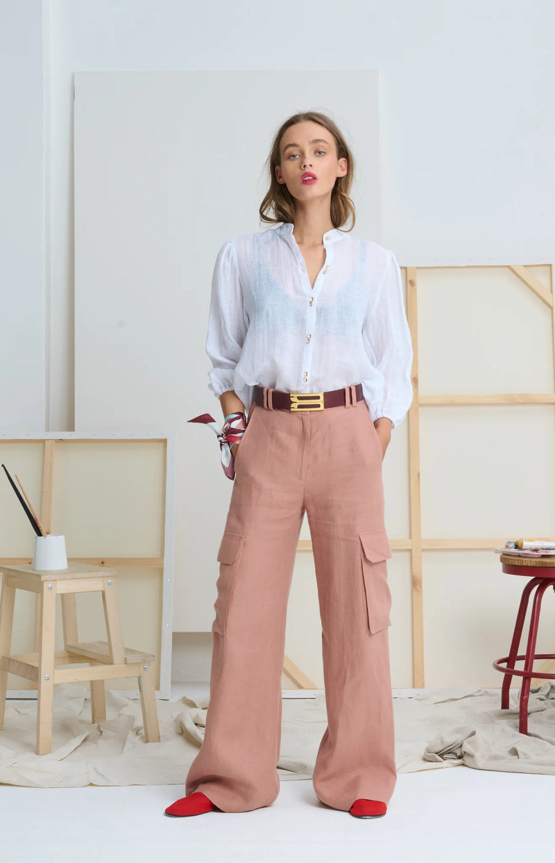 LE POCKET DETAIL PANT in Sandy Pink  from Le Stripe