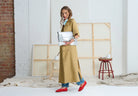 LE TRENCH DRESS in Golden  from Le Stripe
