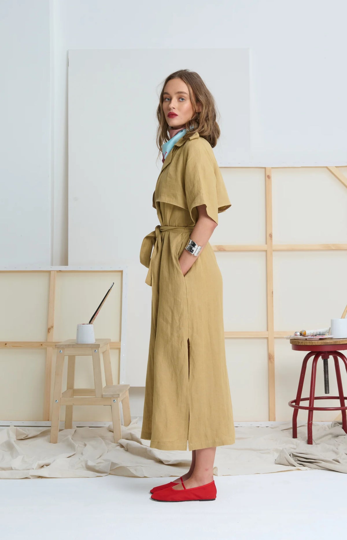 chinese dress ladies Hudson Linen Trench Dress