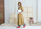 LE TRENCH DRESS in Golden  from Le Stripe