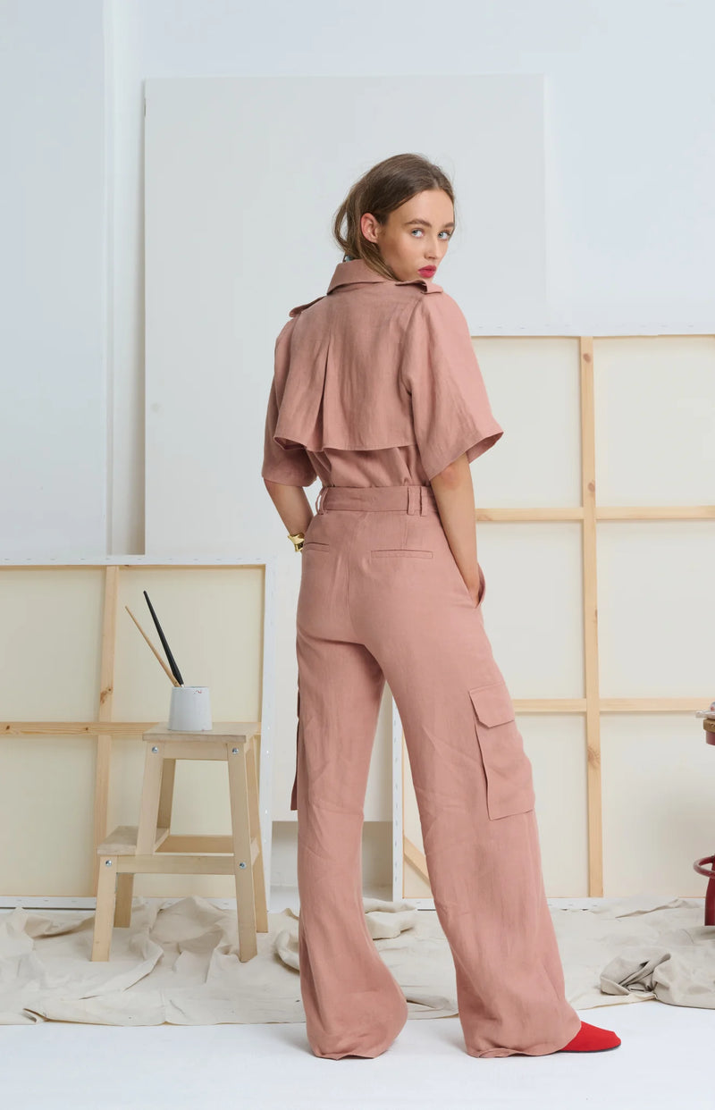 LE TRENCH SHIRT in Sandy Pink  from Le Stripe