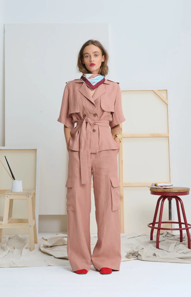 LE TRENCH SHIRT in Sandy Pink  from Le Stripe