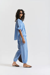 LE WASHED VOILE PANT | Cornflour Blue