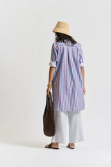LE STRIPE SHIRT DRESS | Aubergine + Sky Blue