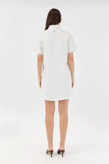 SARAH BOXEY DENIM DRESS in White from Sofia Irina
