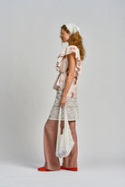 LE TABLECLOTH FRILL TOP in Rosa from Le Stripe