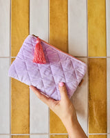 Velvet Cosmetic Purse in Lilac by Kip & Co