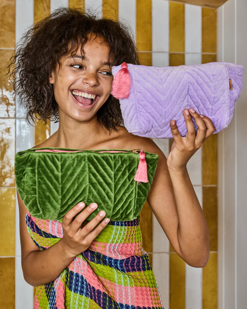Velvet Toiletry Bag in Lilac by Kip & Co