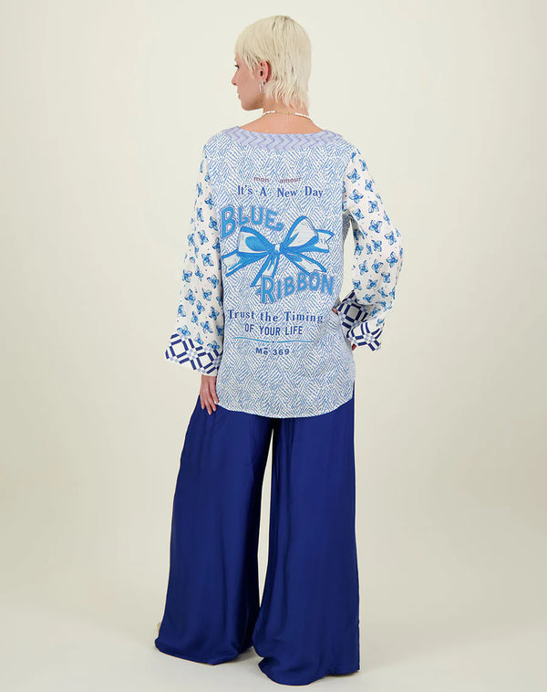 ME369 Alexa Placket Tunic  blouse in Amalfi Coast print available from Darling and Domain