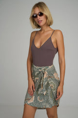 Lilya MARTINI WRAP SKIRT in Batik Sage