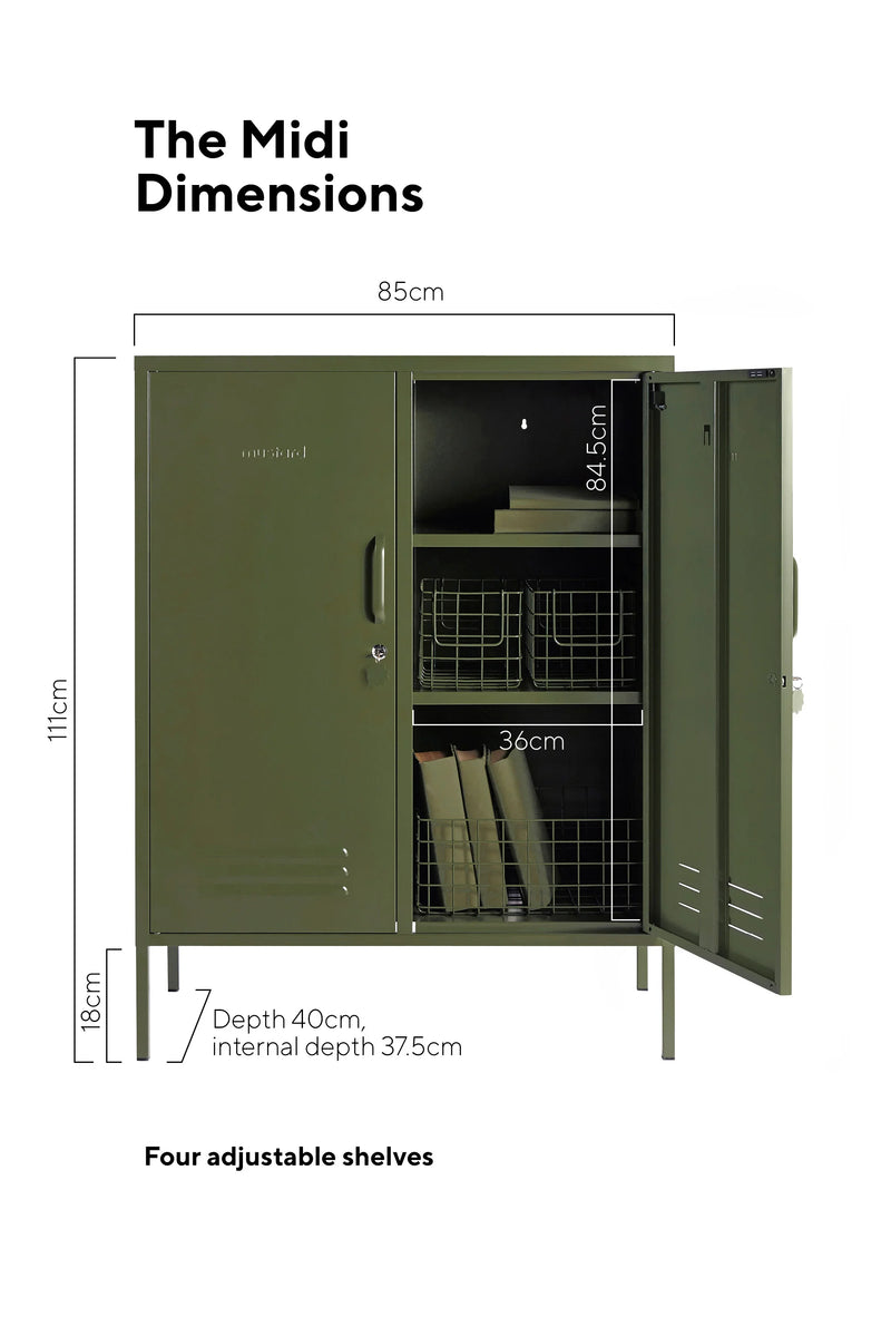 The Midi Locker in Olive by MUSTARD MADE