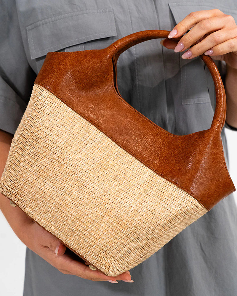 MILLER TOTE | Tan with Natural Weave