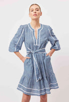ANTIGUA LINEN VISCOSE BABYDOLL DRESS in Del Mar Stripe from Oncewas