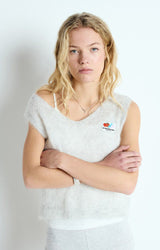 NENYBAY V NECK VEST NEN18A in Polar Melange by American Vintage
