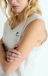 NENYBAY V NECK VEST NEN18A in Polar Melange by American Vintage
