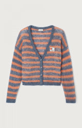 NENYBAY CARDIGAN NEN19A in Tornado Fluro Orange Stripe Melange by American Vintage