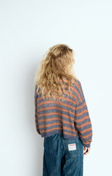 NENYBAY CARDIGAN NEN19A in Tornado Fluro Orange Stripe Melange by American Vintage