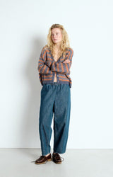 NENYBAY CARDIGAN NEN19A in Tornado Fluro Orange Stripe Melange by American Vintage