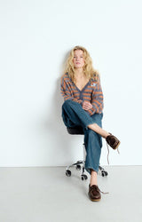 NENYBAY CARDIGAN NEN19A in Tornado Fluro Orange Stripe Melange by American Vintage