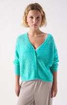 NUGGY CARDIGAN NUG19AE in Fluro Turquoise Melange by American Vintage