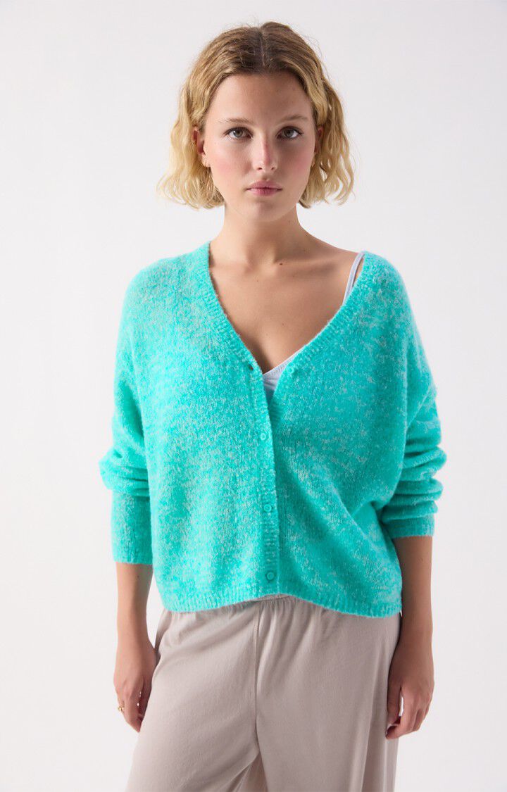 NUGGY CARDIGAN NUG19AE in Fluro Turquoise Melange by American Vintage