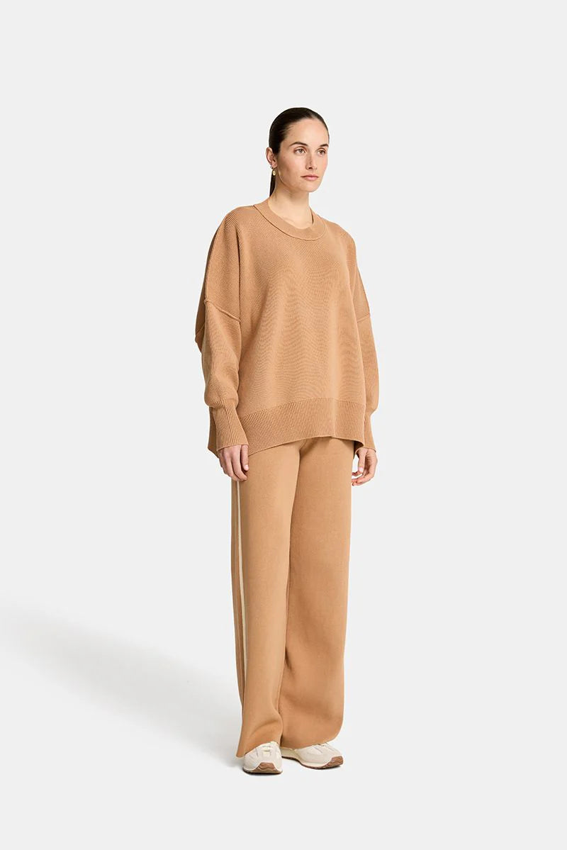 NATASHA SWEAT PANT in Camel and Cream by Arlington Milne