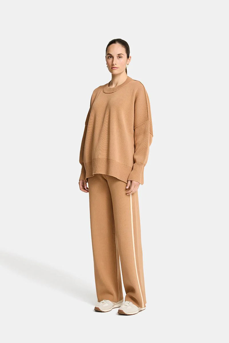 NATASHA SWEAT PANT in Camel and Cream by Arlington Milne
